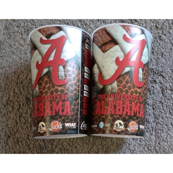 Lot of 2 Alabama Crimson Tide 2014 Football Schedule Bryant Denny Stadium Cups - Picture 1 of 5